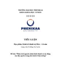 Phân tích nguyên nhân hình thành và tác động của độc quyền trong nền kinh tế thị trường