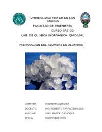 Informe Preparación de Alumbre de Aluminio