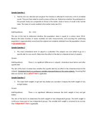 Advanced Statistic Sample Problem - Docsity