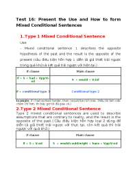 Understanding Mixed Conditional Sentences: Type 1 and Type 2