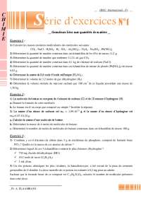 serie d'exercices 4  1bac international, physique chimie 1 bac international les grandeurs