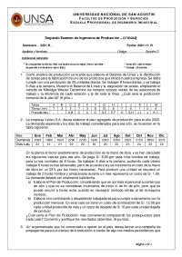 Segundo Examen de Ingeniería de Producción - Universidad Nacional de San Agustín