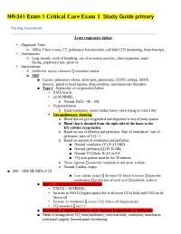NR-341 Exam 1 Critical Care Exam 1 Study Guide primary - Docsity