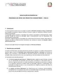 Solicitação de Propostas para o Programa de Apoio aos Projetos Comunitários - Fase III