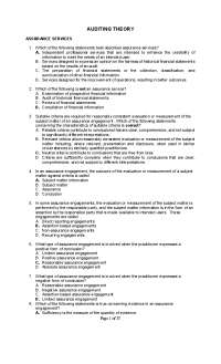 Auditing Theory Review Questions
