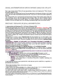 LEGAL ARGUMENTATION AND ECONOMIC ANALYSIS OF LAW