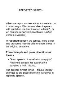 Reported speech and if-clauses - Docsity