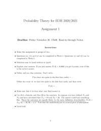 Assignment for probability theory - Docsity