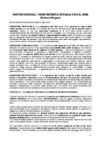 RIASSUNTO TESTO: METODI DIGITALI - FARE RICERCA SOCIALE CON IL WEB