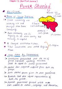 Political Science - Power Sharing Complete Handwritten Notes - Docsity