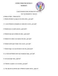 TEST PARA NIÑOS ROBERTO Y ROSITA | Apuntes de Psicología - Docsity