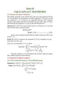 Laplace Transform: Existence and Properties