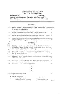C Language Ques Paper-2k17 UIET, Knp