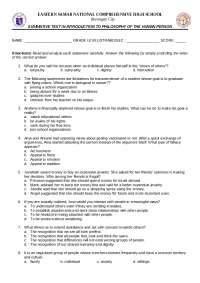 Summative test in Philosophy for Grade 12 | Exams Philosophy | Docsity