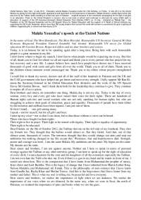 Malala Yousafzai’s speech at the United Nations
