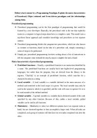 What is meant by a Programming Paradigm - Docsity
