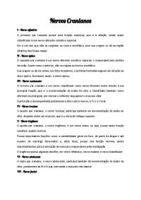 Nervos Cranianos e suas respectivas funções