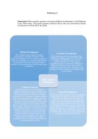 graphic organizer covering the different developments in the Philippines in the 19th Centu