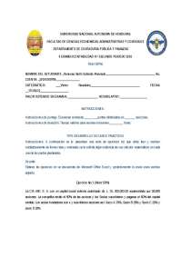 Examen Contabilidad III UNAH - Departamento Contaduría Pública y Finanzas