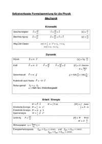 Formelsammlung bzw. Zusammenfassung Physik für Ingenieure