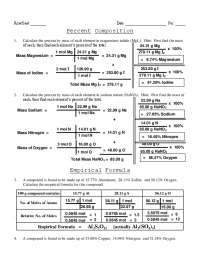 Percent Composition Worksheet Solved - Docsity