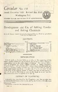 Development and Use of Baking Powder and Baking Chemicals