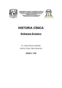 Historia Clínica de Embarazo Ectopico