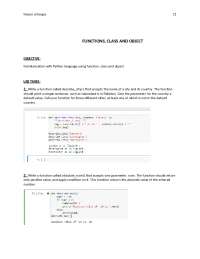 Python Functions,Class and Objects - Docsity