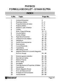 General physics formula sheet - Docsity