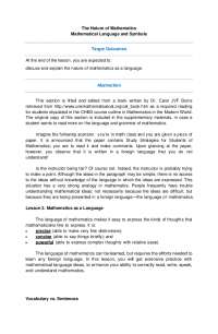 Mathematics as a Language