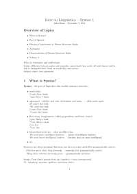 Syntax and  structures of sentences and grammar