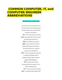 Common computer, IT, and computer engineering abbreviations - Docsity