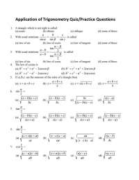 Application of Trigonometry Quiz Practice Questions Mathematics - Docsity