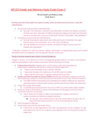 NR 222 Health and Wellness Study Guide Exam 1 - Docsity