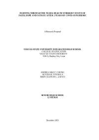 The Impact of COVID-19 on Health Workers' Faith, Hope, and Fatigue: A Research Proposal