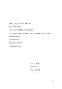 Assignment 01 - Discrete Maths - Docsity