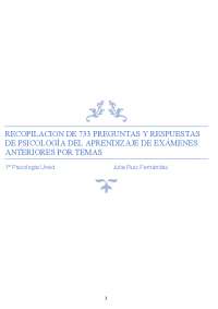 Recopilación de 733 preguntas y respuestas de exámenes de Psicología del Aprendizaje