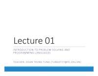 Problem solving and introduction to programming languages - Docsity