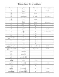 Formulaire de primitives - Docsity