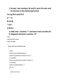 Java Programming Examples: Pattern Printing, String Manipulation, and Number Sum
