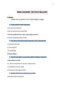Philosophy of Psychiatry