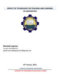 Impact of TECHNOLOGY on teaching and learning in universities. - Docsity