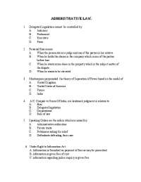 Administrative law questions and answers