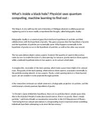 Black hole and research
