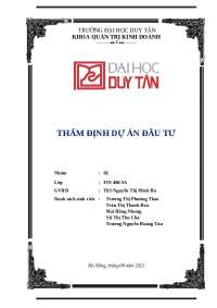 Thẩm định dự án đầu tư nhóm sinh viên thực hiện