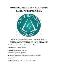 Estudio cualitativo de la electrolisis