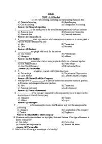 Question and answers for Financial Accounting