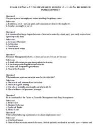 CAP College Foundation Inc. - BSBA Management Final Examination Answers for Management 2
