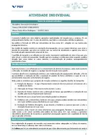 Inovação Estratégica - Atividade Individual - Canvas - MBA FGV