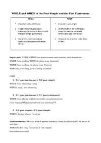 WHILE and WHEN (past simple, past continuous) - Docsity